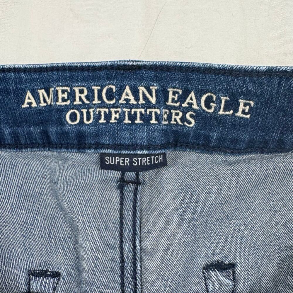 American Eagle Flare Jeans Women's 4 Long Raw Edge Boho Indie Groovy - Picture 7 of 12